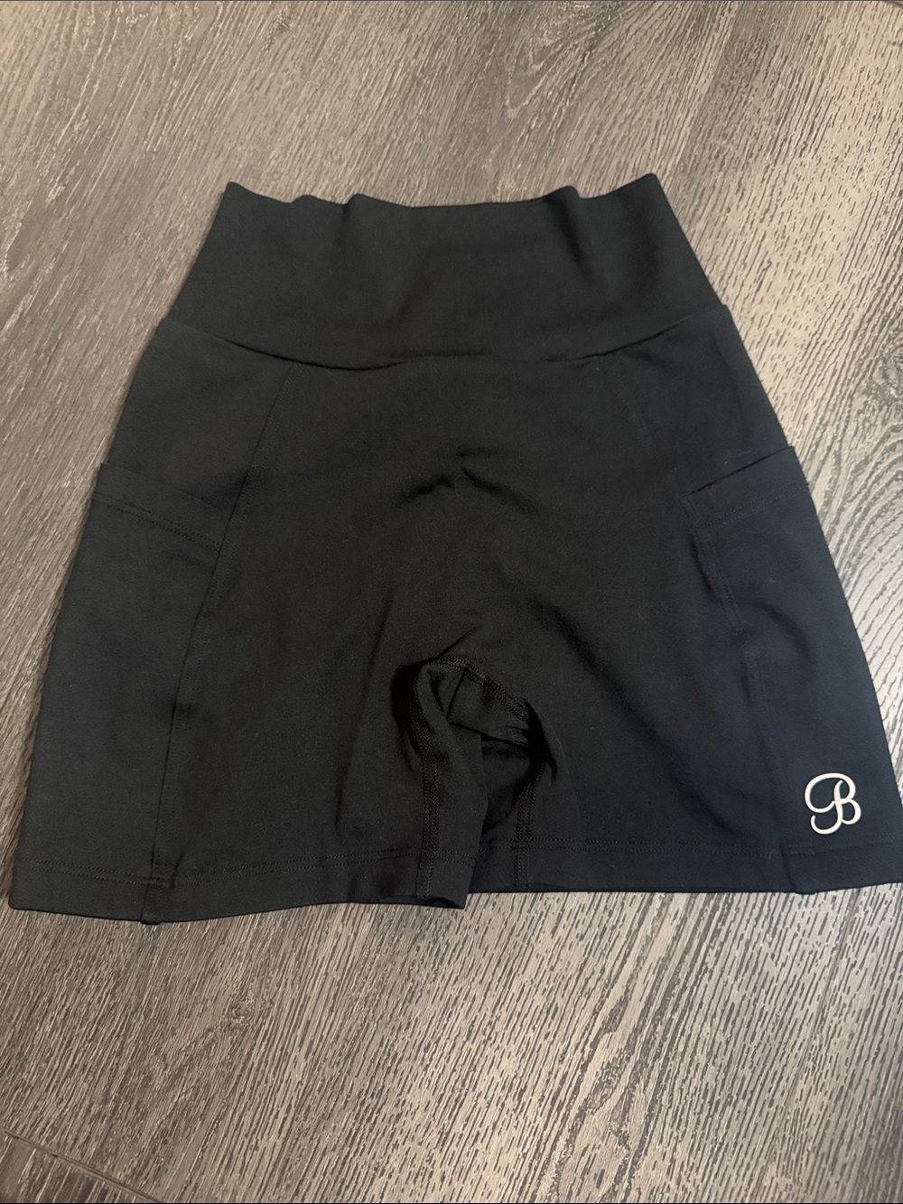 Bombshell sportswear black Women's High-Waist Athletic Shorts with Side Pockets